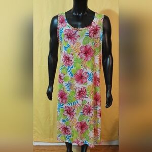 Colorful Mesh Dress with Leaf Print